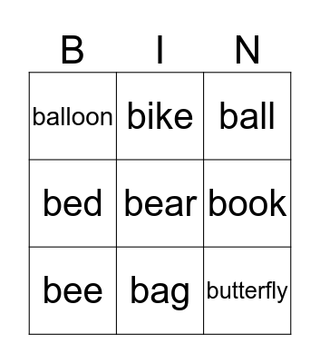 Final Phonics 1 B Bingo Card