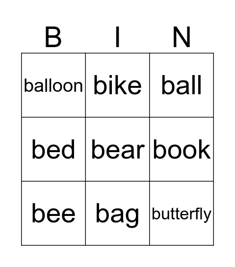 Final Phonics 1 B Bingo Card