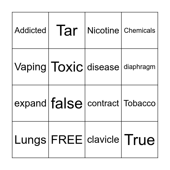 TCES LUNGS BINGO Card