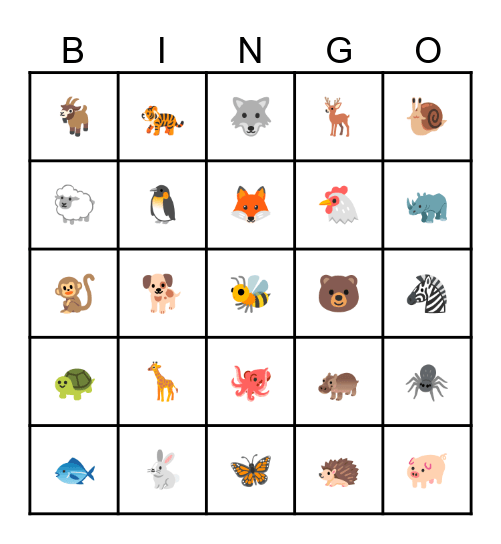 Ich kenne ein tier Bingo Card