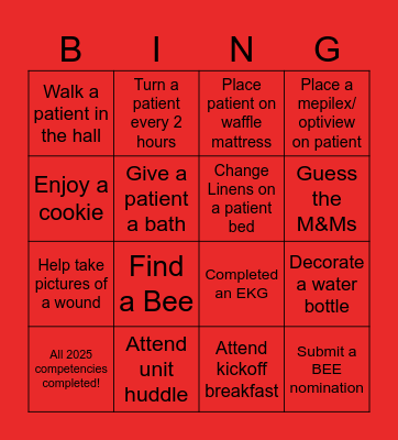 Patient Support Week 2025 Bingo Card