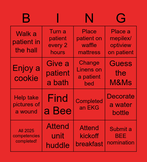 Patient Support Week 2025 Bingo Card