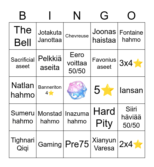 Tassu ja Käpälä Genshin 5.5 Bingo Card