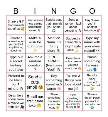 ....... Bingo Card