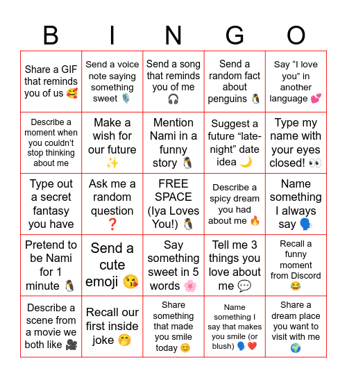 ....... Bingo Card
