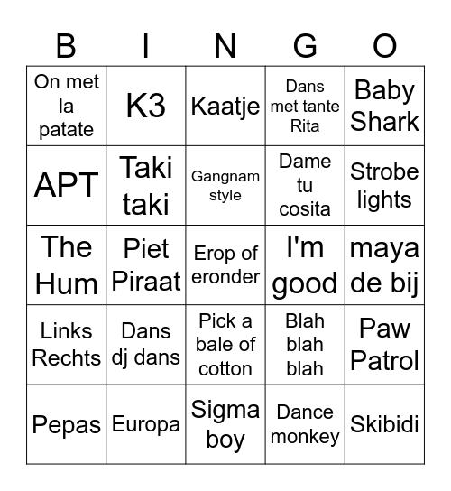 Wild Wild West Junior Bingo Card