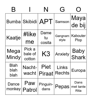 Wild wild west Junior Bingo Card