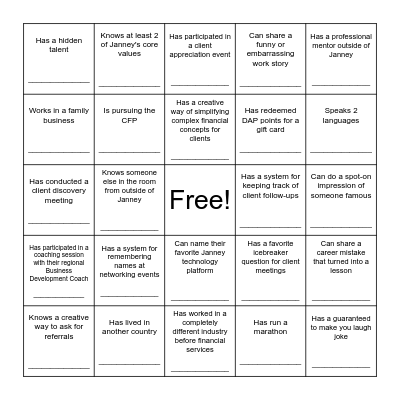 Find Someone Who.... Bingo Card