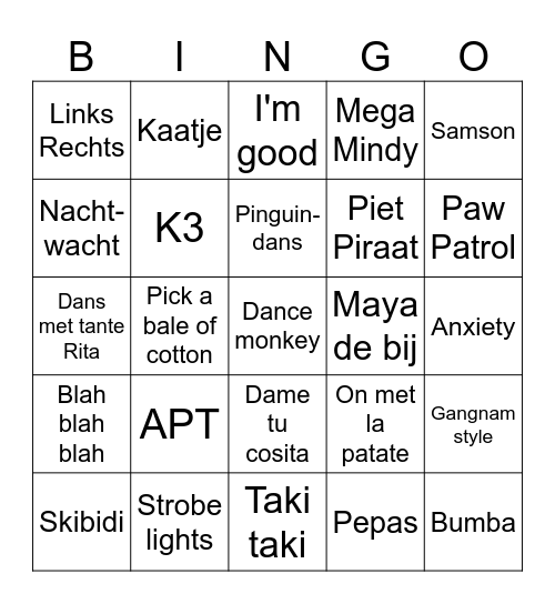 Wild wild west Junior Bingo Card