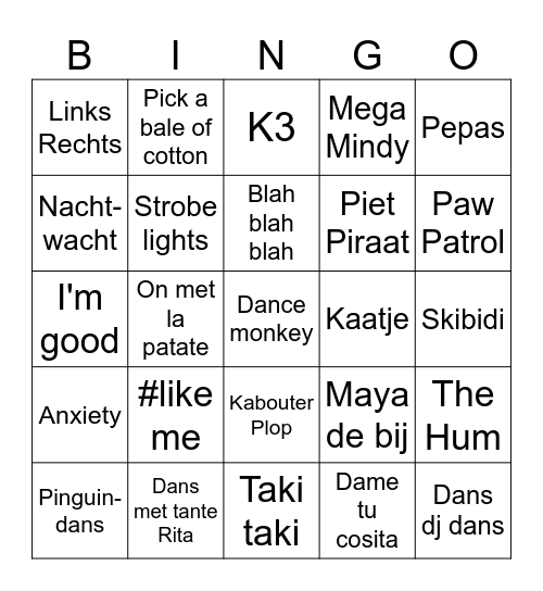 Wild wild west Junior Bingo Card