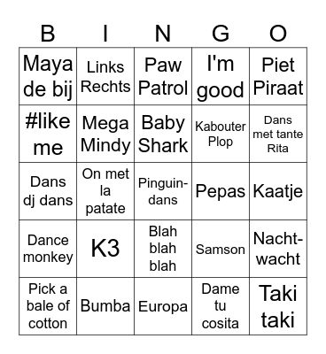 Wild wild west Junior Bingo Card