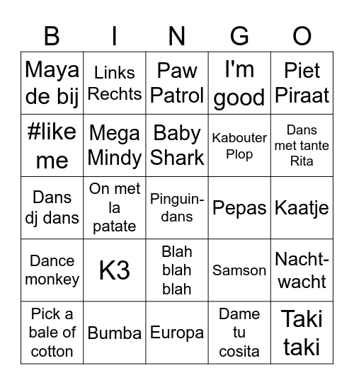 Wild wild west Junior Bingo Card