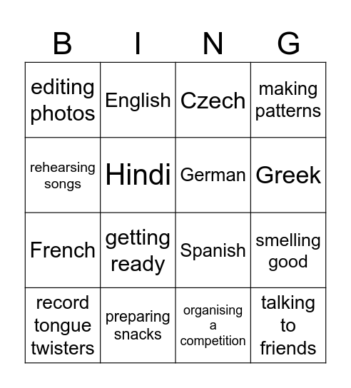 4.4 Bingo Card