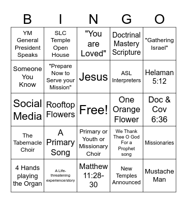 April 2025 General Conference Bingo Card