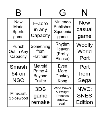 Final Switch 1 Direct Bingo Card