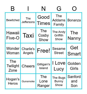 50s 60s 70s TV Theme Bingo Card