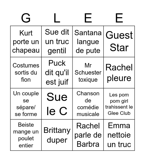 Bingo Glee Bingo Card