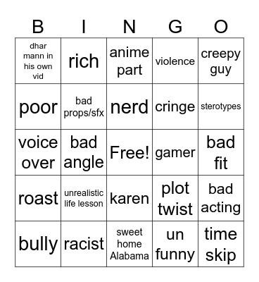 dar mahn cringe Bingo Card
