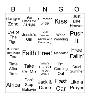 CAP MUSIC BINGO Card