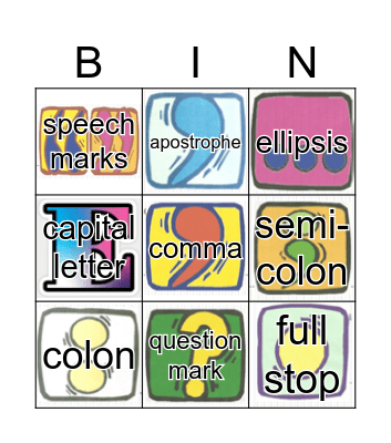 Punctuation Bingo Card