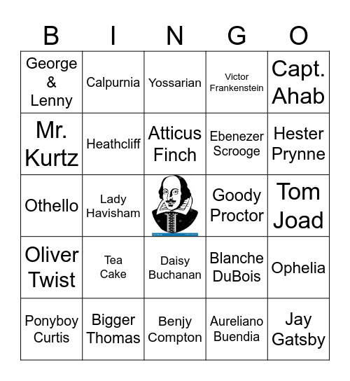 Classic Characters Bingo Card