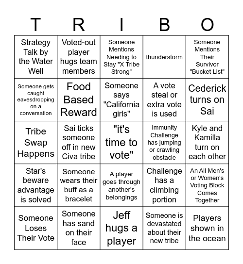 Survivor 48 Episode 5 Bingo Card