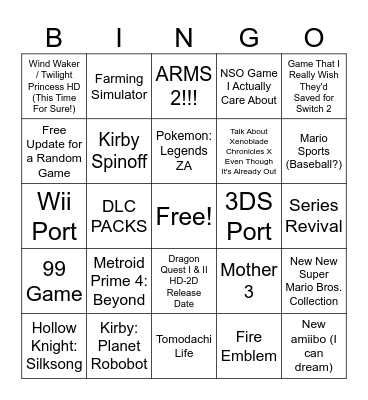 Final Switch Direct 3.27.2025 Bingo Card
