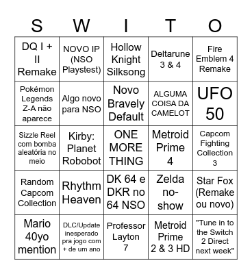 Nintendo Direct 27.3.2025 Bingo Card