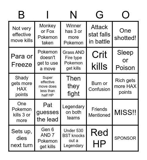 Then we fight bingo Shady HAX Bingo Card