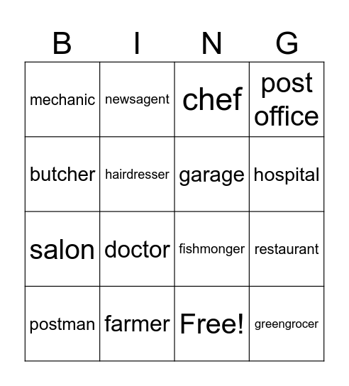 jobs Bingo Card