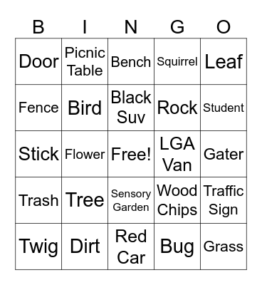 LGA OutSide Scavenger Hunt Bingo Card