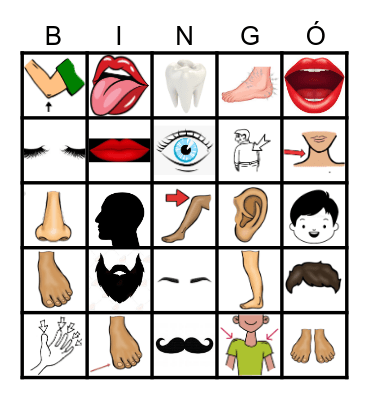 Líkamshlutar Bingo Card
