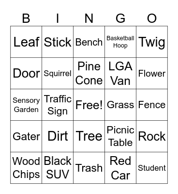 LGA Scavenger Hunt for Outside Bingo Card