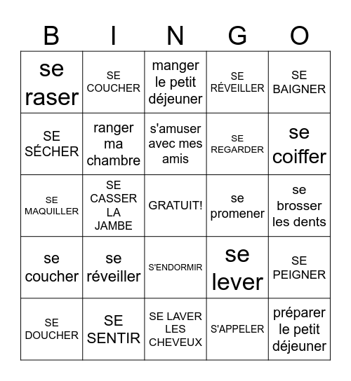 Ma routine Bingo Card