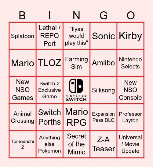 SWITCH DIRECT Bingo Card