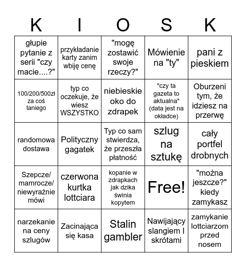 Kiosk BINGO Card