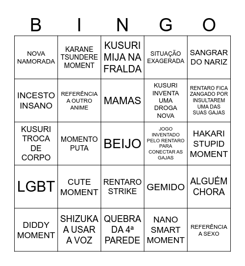 100 NAMORADAS BINGO Card