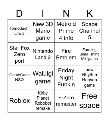Nintendo Direct March 2025 Bingo Card