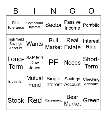 Investments'  Bingo Card