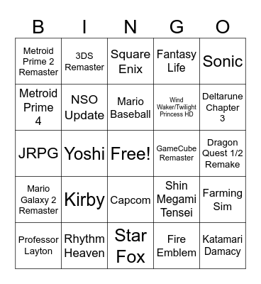 Nendo Direct Bingo Card