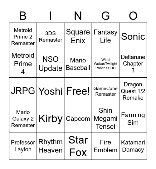 Nendo Direct Bingo Card