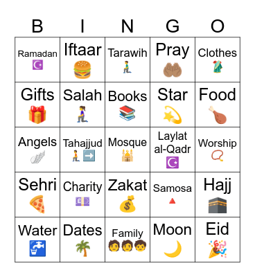 Eid Bingo Card