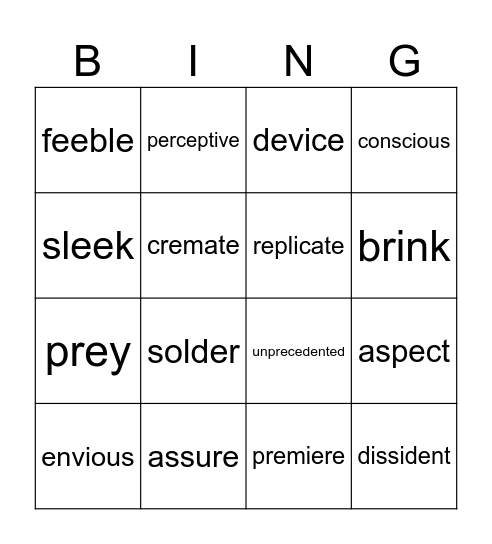 gyo #4 Bingo Card
