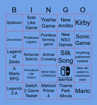 Nintendo Direct 3/27/24 Bingo Card