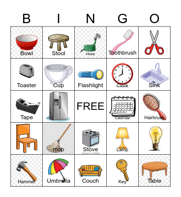 Around the House Bingo Card