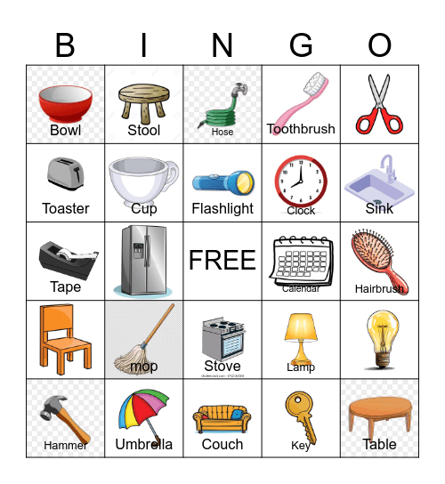 Around the House Bingo Card