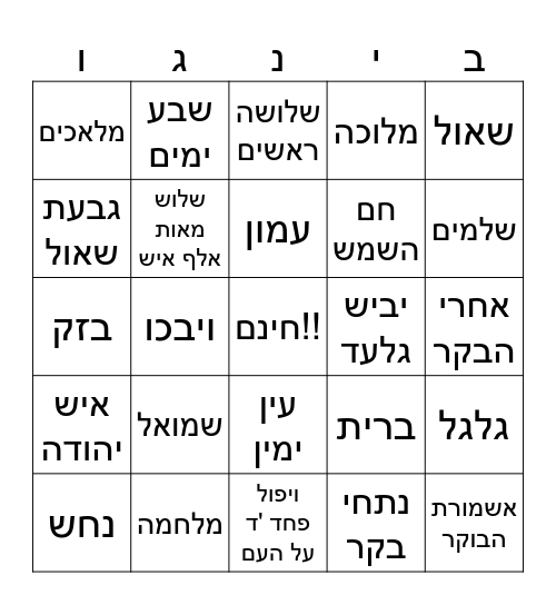 ספר שמואל- פרק יא Bingo Card