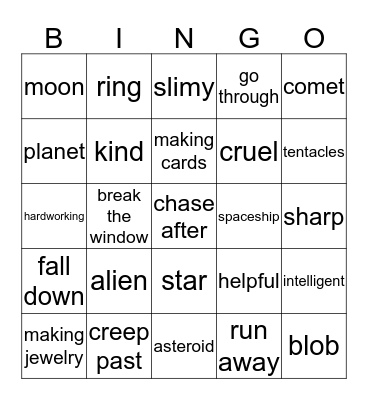 Alien Adventure Bingo Card
