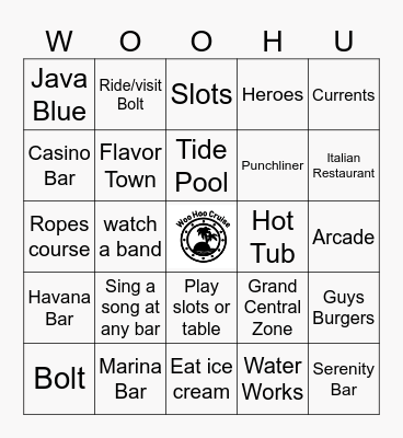 Woo Hoo Wingo Bingo Card