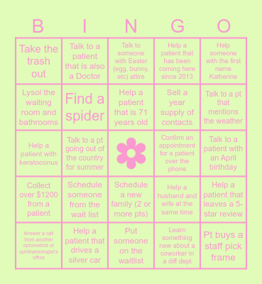 APRIL TEG BINGO Card